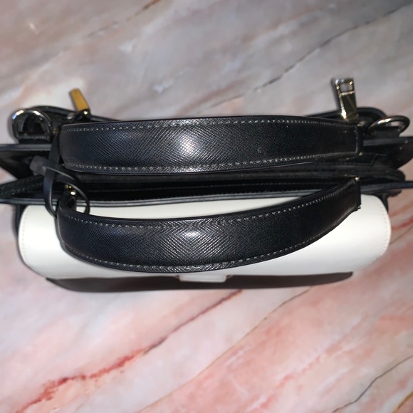 Cromia Black & White Saffiano Leather Satchel Bag